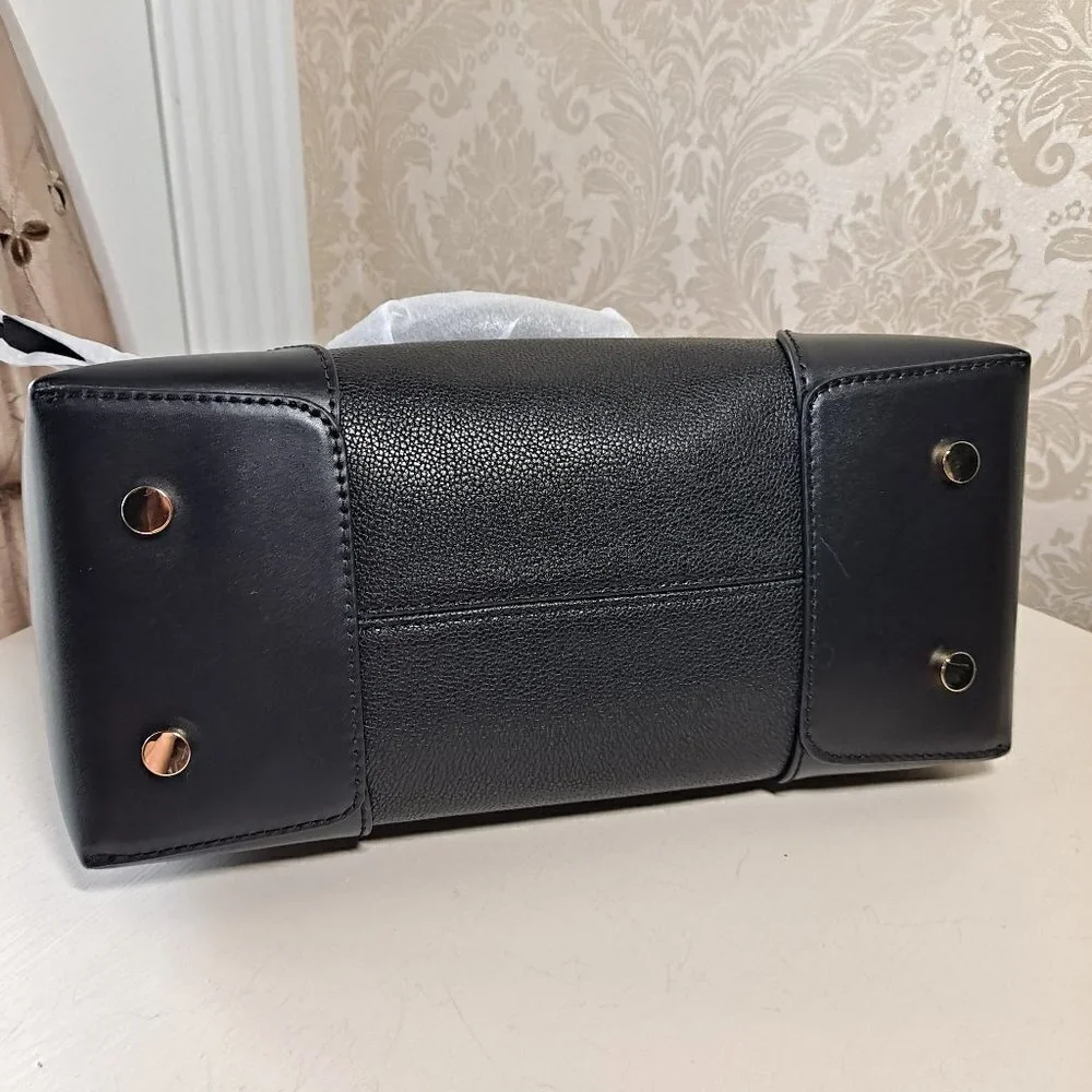 MICHAEL Michael Kors Maya Black Pebbled/Smooth Leather Satchel NWT